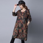 Anteef cotton vintage floral print clothes women casual loose midi autumn winter dress vestidos femininos 2018 dresses