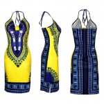 Aproms Boho Gypsy Halter Neck Women's Dress Sexy Bodycon Party Sundress Traditional African Print Dashiki Dresses Festival 10878