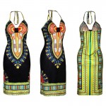 Aproms Boho Gypsy Halter Neck Women's Dress Sexy Bodycon Party Sundress Traditional African Print Dashiki Dresses Festival 10878