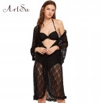 ArtSu 2017 Sexy Beach Dresses Maxi Summer Dress Lace Casual Black Red Women Clothing Woman Vestidos DR50163