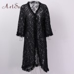 ArtSu 2017 Sexy Beach Dresses Maxi Summer Dress Lace Casual Black Red Women Clothing Woman Vestidos DR50163