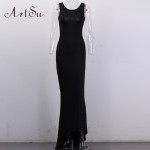 ArtSu Summer Style Women Long Dress Backless Dress Sexy  red white black Casual dress Floor-Length Vestidos de festa Longo 8069