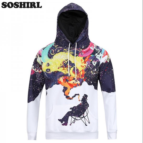 Artistic Jazz Hoodie Novelty Painter Creative Sweatshirts Spring/Autumn Casual Tops Clothing Print Ceatividad Smoking Man Tops