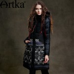 Artka Women's 2015 Winter Vintage Long Section 90% White Duck Coat Long-Sleeved Printed Comfortable  Down coat ZK15255D