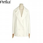 Artka Women's Autumn New 2 Colors Double Breasted Woolen Coat Vintage Turn-down Collar Long Sleeve Wide-waisted Coat WA10062Q 