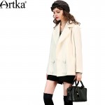 Artka Women's Autumn New 2 Colors Double Breasted Woolen Coat Vintage Turn-down Collar Long Sleeve Wide-waisted Coat WA10062Q 