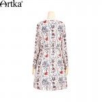 Artka Women's Autumn New Fashion O-Neck Full Sleeve Printed Patchwork Comfy Chiffon Dress LA10867Q