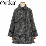 Artka Women's Autumn New Loose Style A-Line Woolen Coat Vintage Turn-down Collar Long Sleeve Single Breasted Coat WA11158Q