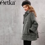 Artka Women's Autumn New Loose Style A-Line Woolen Coat Vintage Turn-down Collar Long Sleeve Single Breasted Coat WA11158Q