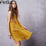 Artka Women's Ethnic Bohemian Chiffon Dress 2015 NEW Trend Modern Woman Casual Dresses Sleeveless Straight Dress LA14558X