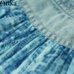 Artka Women's Retro Ethnic Dresses Denim & Cotton Patchwork Design Romantic Bohemian Style Charming Long Dress LX15155X