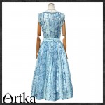 Artka Women's Summer Ethnic Printed Cotton Dress Boat Neckline Sleeveless Cinched Waist Wide Hem Dress LA15154X