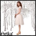 Artka Women's Summer Lace Embroidered Slim Knee-Length Ball Gown O-Neck Party Chiffon Dress  LA10340X