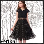 Artka Women's Summer Lace Embroidered Slim Knee-Length Ball Gown O-Neck Party Chiffon Dress  LA10340X