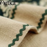 Artka Women's Summer New Catalonia Series Printed Embroidery Dress O-Neck Short Sleeve Dropped Waist Knee-Length Dress LA14356X