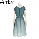 Artka Women's Summer New Gradient Color Chiffon Dress Elegant O-Neck Short Sleeve Empire Waist A-Line Dress LA11660X