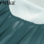 Artka Women's Summer New Gradient Color Chiffon Dress Elegant O-Neck Short Sleeve Empire Waist A-Line Dress LA11660X