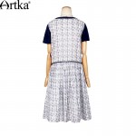 Artka Women's Summer New Vintage O-Neck Short Sleeve Loose Style Knee-Length Comfy Fashion Dress LA13052X