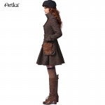 Artka Women's Winter New Vintage Turn-down Collar Long Sleeve Long Woolen Coat Belted Wool Outerwear FA10542D