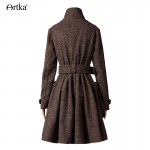 Artka Women's Winter New Vintage Turn-down Collar Long Sleeve Long Woolen Coat Belted Wool Outerwear FA10542D