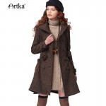 Artka Women's Winter New Vintage Turn-down Collar Long Sleeve Long Woolen Coat Belted Wool Outerwear FA10542D