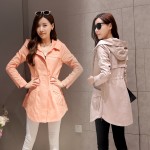 Autumn And Winter Windbreaker For Women Trench Coat Hooded Cotton Long Casual Female Spring Coat Khaki Green Pink Rose Red S-XL