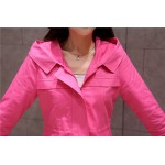 Autumn And Winter Windbreaker For Women Trench Coat Hooded Cotton Long Casual Female Spring Coat Khaki Green Pink Rose Red S-XL