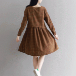 Autumn Dress Dot Print Vestido De festa Blue Khaki Color  Women Dress Plus Size Women Clothing Long Sleeve Lolita Casual Dress