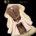 Autumn Ladies' Nature Rabbit Fur Coat Jacket Raccoon Fur Collar Winter Women Fur Trench Outerwear Coats Plus Size 4XL 5XL VK2217