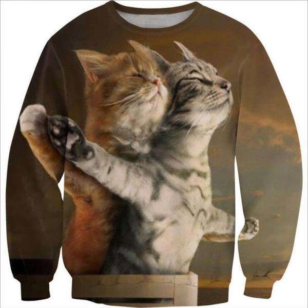 Autumn Mens Sweatshirt Hoody 3D Cat Print Hoodie Sweatshirt Men Cotton Long Sleeve Sweatshirts Male Casual Pullover Men Hoodie