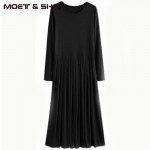 Autumn Plus Size 5XL Ankle-Length Dresses With Sashes Long Sleeve Casual Long Maxi Pleated Shirt Dress Grey Black XXXXL D63304R