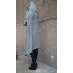 Autumn Winter Hooded Cloak Dress Women Solid Color Long Sleeve Asymmetrical Casual Loose Dress Brief Midi Dress with Pockets