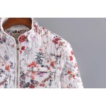 Autumn Winter New Women Fashion Floral Print High Quality Quilted Jacket, Female Vintage Elegant Slim Cotton Baseball Jackets 