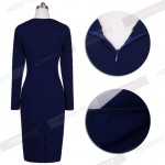 Autumn Winter Women Business Casual Sliming Pencil Dresses Elegant Long Sleeve Office Ladies Wear To Work EB10