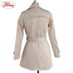 Autumn Winter Women Long Trench Coat Fashion Khaki Black  Cotton Blends Turn-Down Collar Casual Office Trench