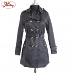 Autumn Winter Women Long Trench Coat Fashion Khaki Black  Cotton Blends Turn-Down Collar Casual Office Trench