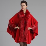 Autumn Winter Women's Long  Luxury  Cardigans Fake Fox Fur Collar Cashmere Sweaters Shawl Knitted Cardigan Poncho Cape