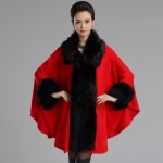 Autumn Winter Women's Long  Luxury  Cardigans Fake Fox Fur Collar Cashmere Sweaters Shawl Knitted Cardigan Poncho Cape