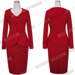 Autumn Winter Womens Vintage Stretch Fitted Casual One-piece Sheath Shift Wiggle Business Wear To Work Dress GB15