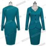 Autumn Winter Womens Vintage Stretch Fitted Casual One-piece Sheath Shift Wiggle Business Wear To Work Dress GB15