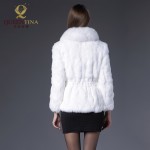 Autumn and winter fashion V-neck rabbit fur coat with fox fur collar women fur jacket women fur coat Free shipping QS-67