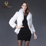 Autumn and winter fashion V-neck rabbit fur coat with fox fur collar women fur jacket women fur coat Free shipping QS-67