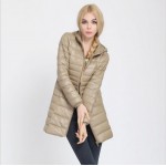 Autumn winter women ultra light duck down coat jacket slim medium long  plus size casual parkas thickness overcoat