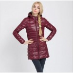 Autumn winter women ultra light duck down coat jacket slim medium long  plus size casual parkas thickness overcoat