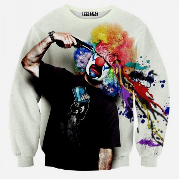 Autumn/winter new sweatshirt men's fashion 3D sweatshirt novelty gun clown printing sudaderas size S-XL