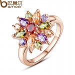 BAMOER 3 Colors  Rose Gold Color Finger Ring for Women with AAA Multicolor Cubic Zircon Wedding Berloque #6 7 8 9 JIR031