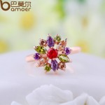 BAMOER 3 Colors  Rose Gold Color Finger Ring for Women with AAA Multicolor Cubic Zircon Wedding Berloque #6 7 8 9 JIR031