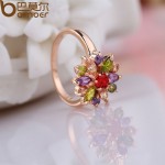 BAMOER 3 Colors  Rose Gold Color Finger Ring for Women with AAA Multicolor Cubic Zircon Wedding Berloque #6 7 8 9 JIR031