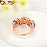 BAMOER Unique Design Rose Gold Color Mona Lisa Ring for Female Wedding with AAA Colorful Cubic Zircon Bijouterie JIR052