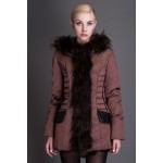 BASIC EDITIONS 2016 Winter Slim Coat Metallic Silk Fabric With Raccoon Fur Collar Cotton Jacket Spliced - S063